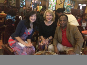 Drs. Sonya Haw, Mary Ellen Sweeney and Ahmed Reja (chief executive director of AAU’s College of Health Sciences) and an endocrinologist at a cultural dinner